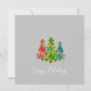 Carte Joyeuses fêtes Arbres Snowflakes gris moderne
