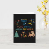 Carte Joyeuses Fêtes Autour Du Monde Célébration Multicu (Fleur jaune)