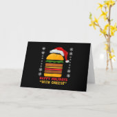 Carte Joyeuses Fêtes Avec Fromage  Cheeseburger de Noël (Fleur jaune)