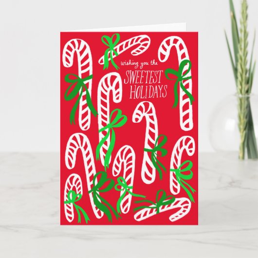 Carte Joyeuses fêtes canne doux Noël mignon (Devant)