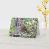 Carte Joyeuses Fêtes, Cardinal d'hiver (Fleur jaune)