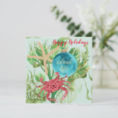 Carte Joyeuses Fêtes Carré côtier crabe rouge Bienvenue (Debout devant)