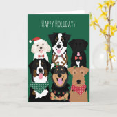 Carte Joyeuses fêtes Chiens mignons (Fleur jaune)