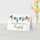 Carte Joyeuses fêtes, cordes de lumières de Noël brillan (Fleur jaune)