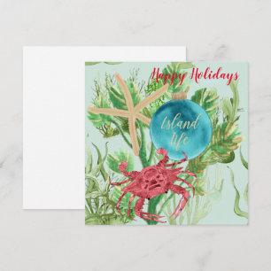 Carte Joyeuses Fêtes Crabe Rouge Carré Côtiers Salutatio