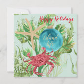 Carte Joyeuses Fêtes Crabe Rouge Place Côtière Félicitat (Devant)