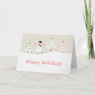 Carte Joyeuses fêtes danser Snowman sapin de Noël