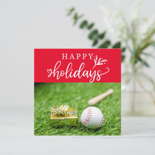 Carte Joyeuses Fêtes de baseball avec balle batte et ga (Debout devant)