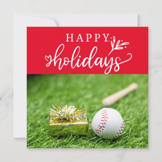 Carte Joyeuses Fêtes de baseball avec balle batte et ga (Devant)