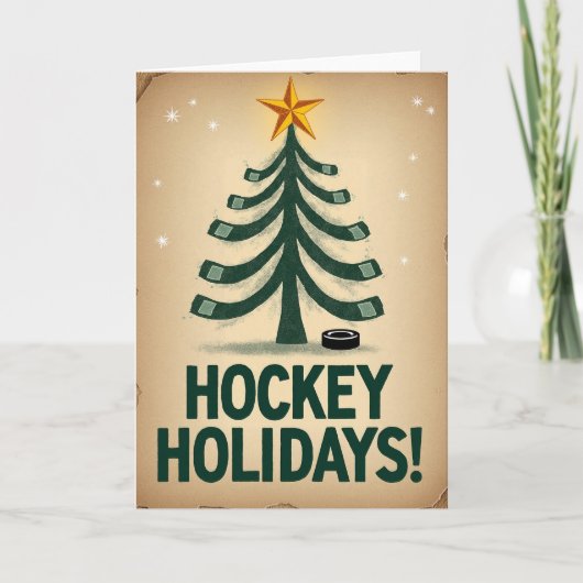 Carte Joyeuses Fêtes de Hockey (Devant)