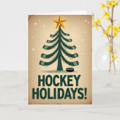 Carte Joyeuses Fêtes de Hockey (Fleur jaune)