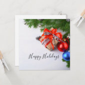 Carte Joyeuses Fêtes Décorations de Noël Evergreen (Devant/Arrière en situation)