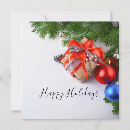 Carte Joyeuses Fêtes Décorations de Noël Evergreen (Devant)