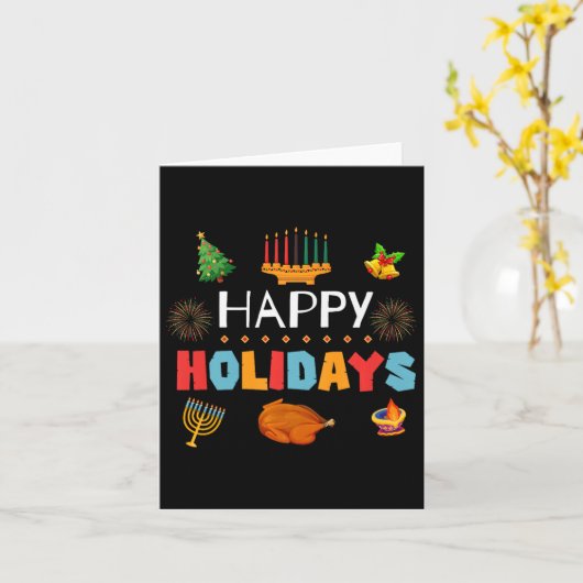 Carte Joyeuses fêtes Diwali Kwanzaa Hanoukka (Fleur jaune)