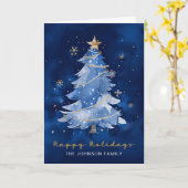 Carte Joyeuses fêtes Elégant Noël d'or de la Marine (Fleur jaune)