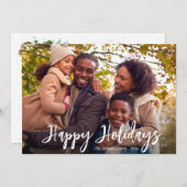 carte joyeuses fêtes en écriture rustique blanche  (Devant / Derrière)