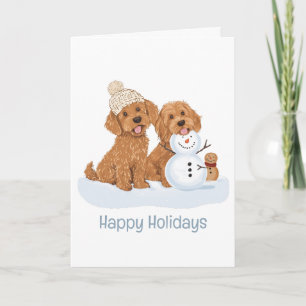 Carte Joyeuses Fêtes Goldendoodle Hiver Chien Bonhomme d