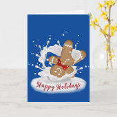 Carte Joyeuses fêtes Homme en pain d'épice au lait (Fleur jaune)