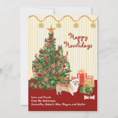 Carte Joyeuses fêtes Howliday Corgi Tree présente (Devant)