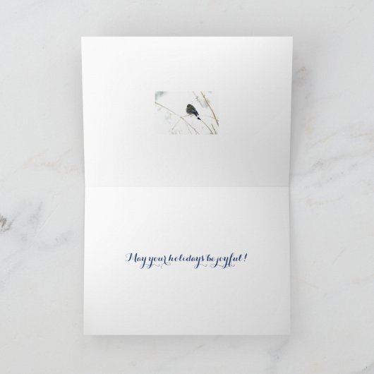 Carte Joyeuses Fêtes - Junco en neige (Intérieur)
