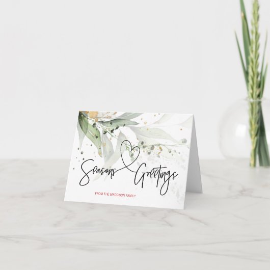 Carte Joyeuses Fêtes moderne Eucalyptus de Noël (Devant)
