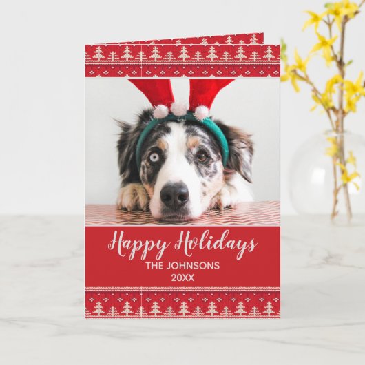 Carte Joyeuses fêtes Motif nordique Salutation photo (Fleur jaune)