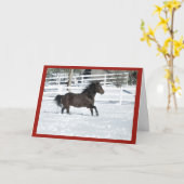 Carte Joyeuses Fêtes Mustang Horse (Fleur jaune)