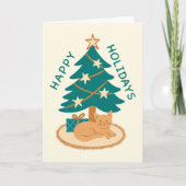 Carte Joyeuses fêtes Noël Arbre vacances Chat (Devant)