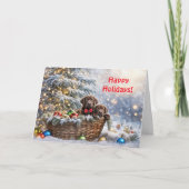 Carte Joyeuses fêtes Noël avec chocolat Labrador (Devant)