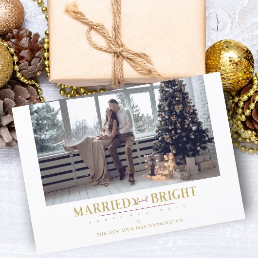 Carte Joyeuses fêtes Noël Marié et Joyeux jeunes mariés