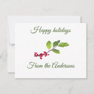 Carte Joyeuses fêtes nom de l'endroit de la branche des