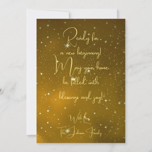 Carte Joyeuses Fêtes Nouvelle Année Étoiles Or Typograph (Dos)