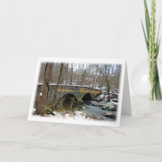 Carte Joyeuses Fêtes - Pont en pierre - Neige