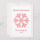 Carte Joyeuses fêtes Red Plaid Snowflake (Devant)