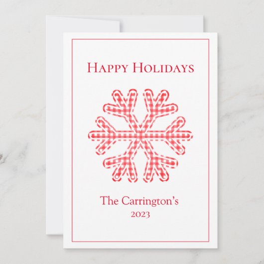 Carte Joyeuses fêtes Red Plaid Snowflake (Devant)