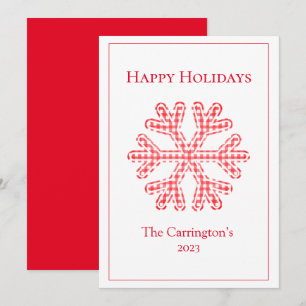 Carte Joyeuses fêtes Red Plaid Snowflake