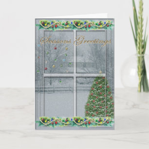 Carte Joyeuses Fêtes Snowy Window