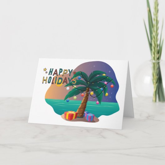 Carte Joyeuses Fêtes sur la couverture de plage (Devant)