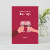 Carte Joyeuses fêtes | Toasting Wine Glasses Salutation (Debout devant)