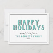 Carte Joyeuses Fêtes Typographie Turquoise Noël (Devant)