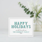 Carte Joyeuses Fêtes Typographie Turquoise Noël (Debout devant)