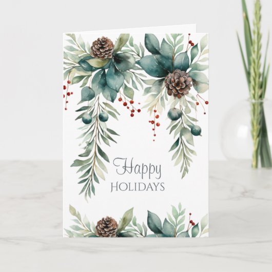 Carte Joyeuses Fêtes Verdure d'Hiver (Devant)