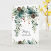 Carte Joyeuses Fêtes Verdure d'Hiver (Fleur jaune)