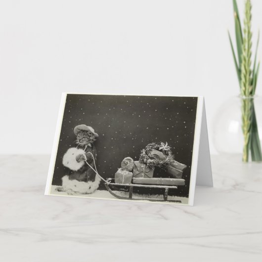 Carte Joyeuses fêtes ! Vintage Kitty (Devant)
