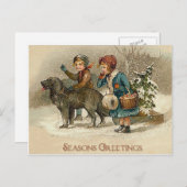 Carte Joyeuses Fêtes vintage - Pour vos vacances (Devant / Derrière)