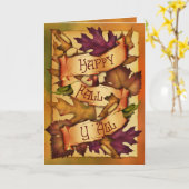 Carte Joyeuses feuilles d'automne (Fleur jaune)