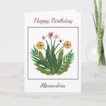 Carte Joyeuses fleurs d'anniversaire aquarelle Floral Cu<br><div class="desc">Bonne Fleurs d'Anniversaire Aquarelle Floral Custom Note Card a un bouquet floral magnifique et vibrant sur Note Card avec un message spécial d'Anniversaire. Personnalisez avec vos informations.</div>