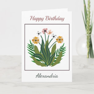 Carte Joyeuses fleurs d'anniversaire aquarelle Floral Cu