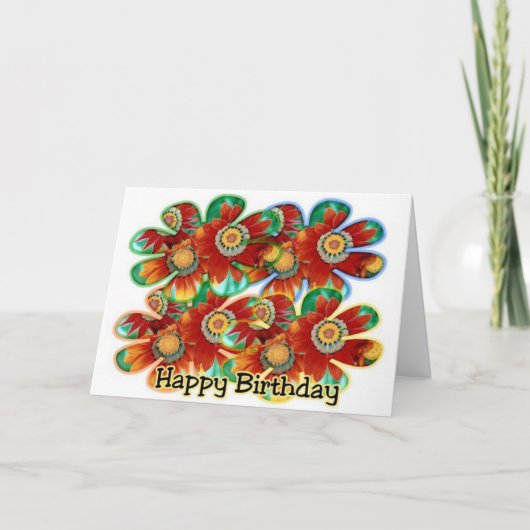 Carte Joyeuses fleurs d'anniversaire (fille) (Devant)