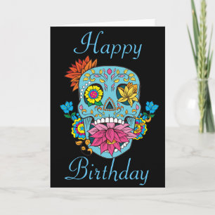Carte Joyeuses Fleurs d'Anniversaire Mexicain Tatouage C